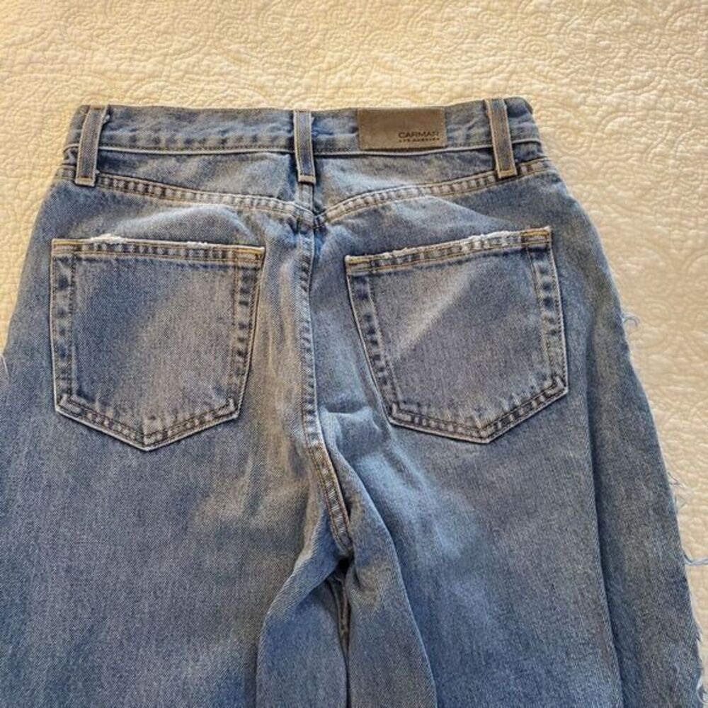 Carmar Jeans Blue High Rise Women 25 LF Distressed Grunge Denim Raw Hem Designer - Picture 6 of 11
